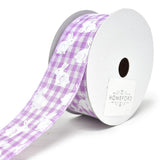 White Bunny Printed Gingham Wired Ribbon, 1-1/2-Inch, 10-Yard