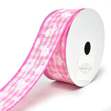 White Bunny Printed Gingham Wired Ribbon, 1-1/2-Inch, 10-Yard