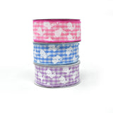 White Bunny Printed Gingham Wired Ribbon, 1-1/2-Inch, 10-Yard