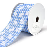 White Bunny Printed Gingham Wired Ribbon, 2-1/2-Inch, 10-Yard