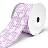 White Bunny Printed Gingham Wired Ribbon, 2-1/2-Inch, 10-Yard