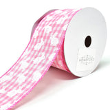 White Bunny Printed Gingham Wired Ribbon, 2-1/2-Inch, 10-Yard