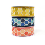 Variation Hex Wired Printed Canvas Ribbon, 1-1/2-Inch, 10-Yard