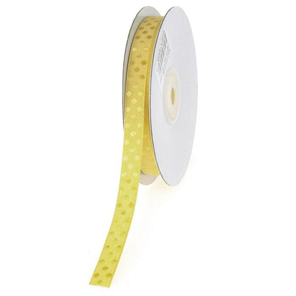 Glossy Polka Dot Polyester Ribbon, 3/8-inch, 25-yard, Yellow