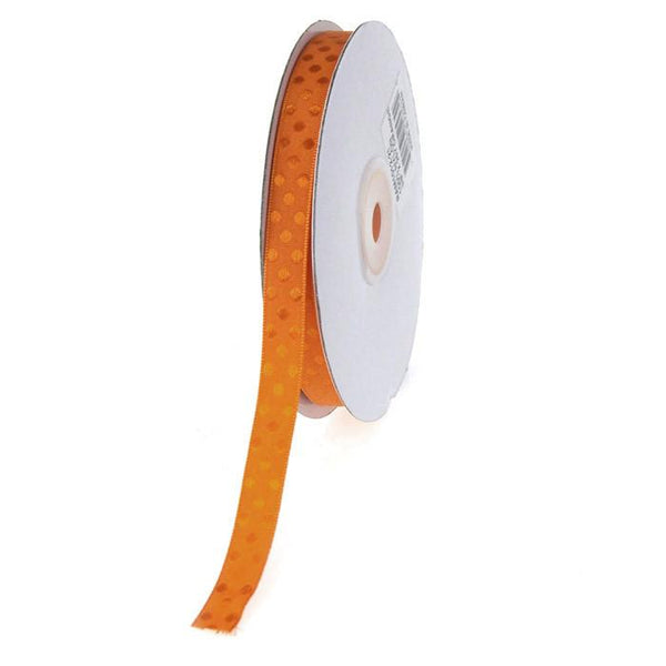 Glossy Polka Dot Polyester Ribbon, 3/8-inch, 25-yard, Orange