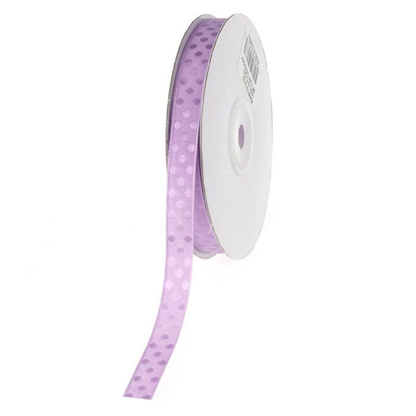Glossy Polka Dot Polyester Ribbon, 3/8-inch, 25-yard, Lavender
