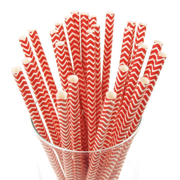 Chevron Paper Straws, 7-3/4-Inch, 25-Piece, Red