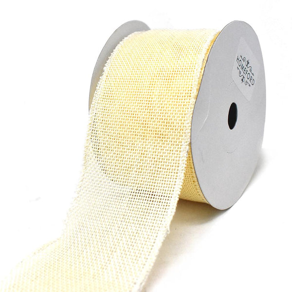 Faux Jute Wired Edge Ribbon, Ivory, 2-1/2-Inch, 10-Yard