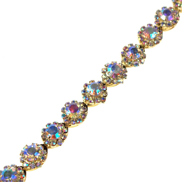 Aurora Borealis AB Crystal Rhinestone Jewel Trim, Iridescent Gold, 3/8-Inch, 1-Yard