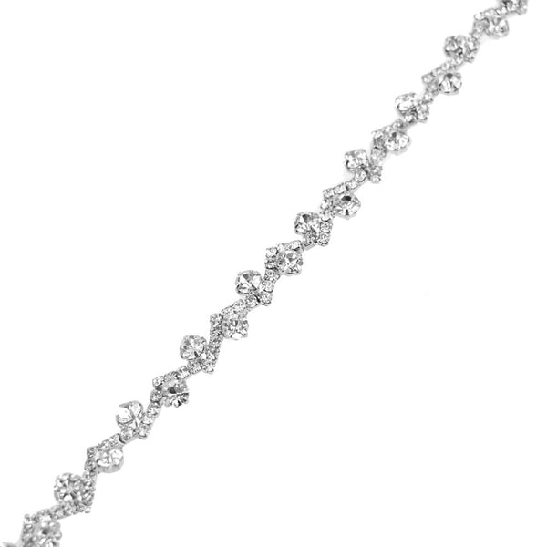 Zigzag Crystal Rhinestone Jewel Trim, Silver, 3/8-Inch, 1-Yard