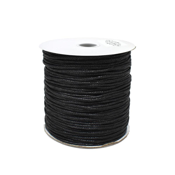 Waxed Cotton Cord, Black, 1/16-Inch, 100-Yard