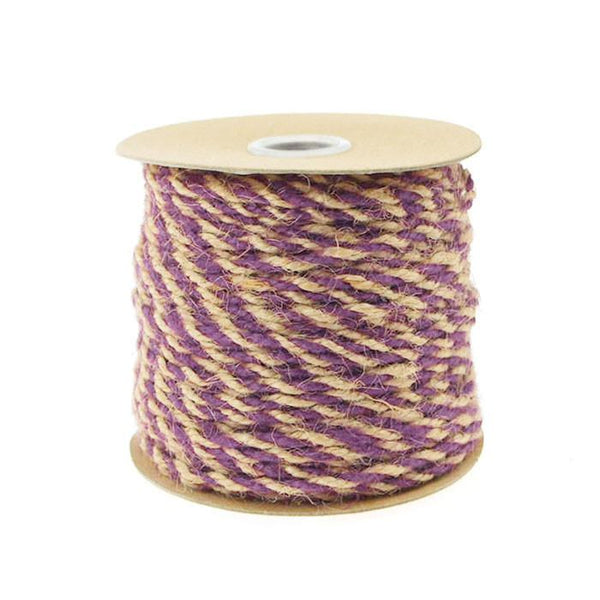 Bi-Colored Jute Twine Cord Rope Ribbon, 5/64-Inch or 2.5 mm, 50-Yard, Purple
