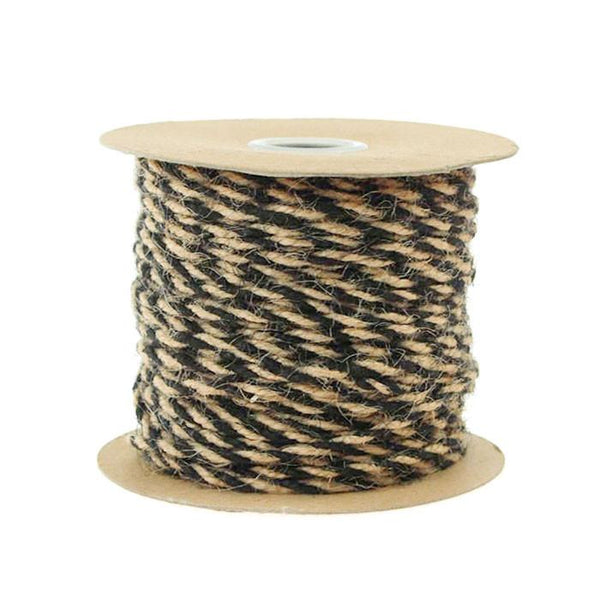 Bi-Colored Jute Twine Cord Rope Ribbon, 5/64-Inch or 2.5 mm, 50-Yard, Black