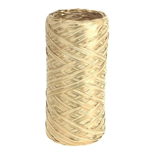 Synthetic Wraphia Raffia Roll, 5mm, 54 Yards, Metallic Natural