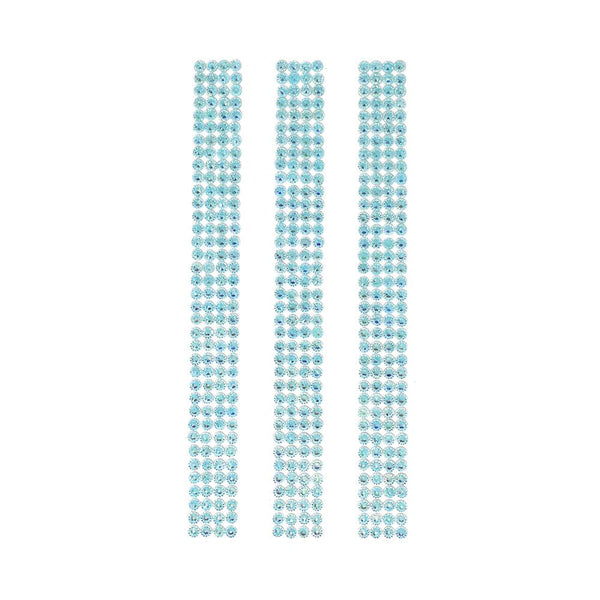 Rhinestone Gems Sticker Strips, Aqua, 7-3/4-Inch, 3-Count