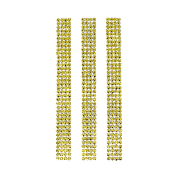 Rhinestone Gems Sticker Strips, Gold, 7-3/4-Inch, 3-Count