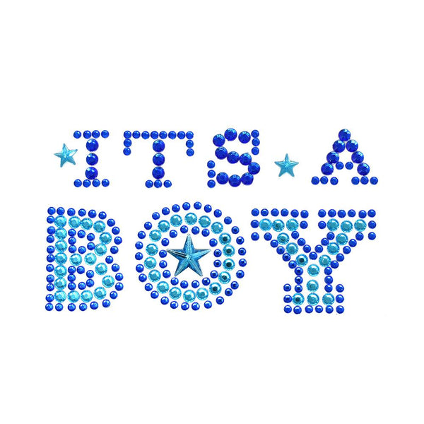 Baby Shower 'It's a Girl/Boy' Rhinestone Stickers, Blue, 6-1/4-Inch, 5-Piece