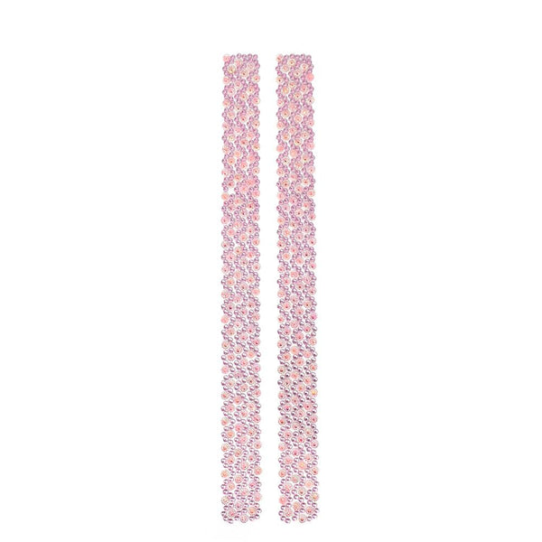 Rhinestone Flowers Sticker Strips, Pink, 11-3/4-Inch, 2-Count