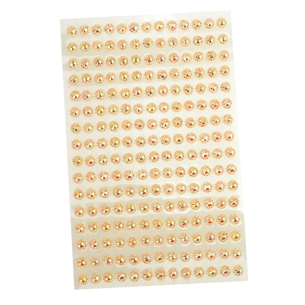Self-Adhesive Flower Rhinestone Stickers, 3mm, 12-count, Amber