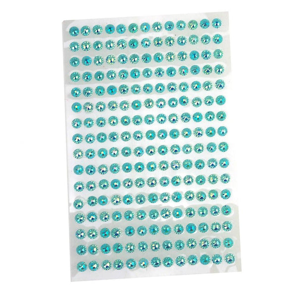 Self-Adhesive Flower Rhinestone Stickers, 3mm, 12-count, Aqua