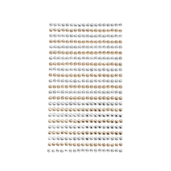 Rhinestone Gems Sticker Strips, Amber/Clear, 1/8-Inch, 23-Count