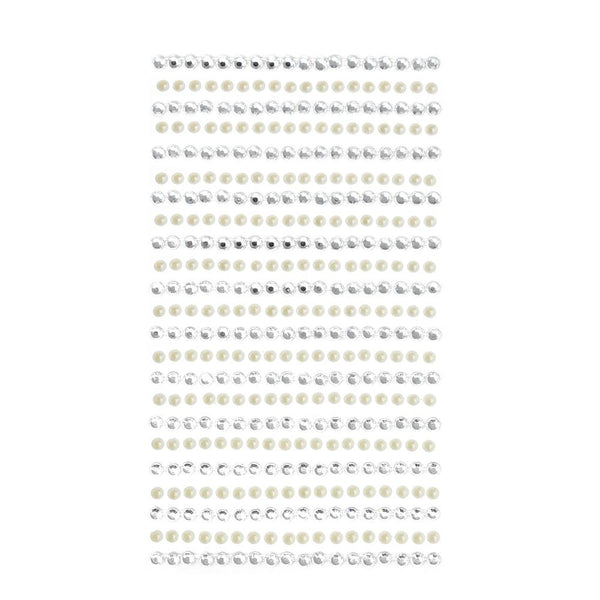 Rhinestone Gems and Pearls Sticker Strips, 1/8-Inch, 23-Count