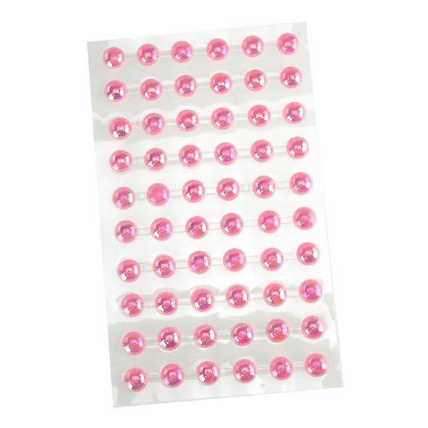 Self-Adhesive Round Plastic Pearls, 10mm, 60-count, Fuchsia