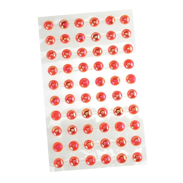 Self-Adhesive Round Plastic Pearls, 10mm, 60-count, Red