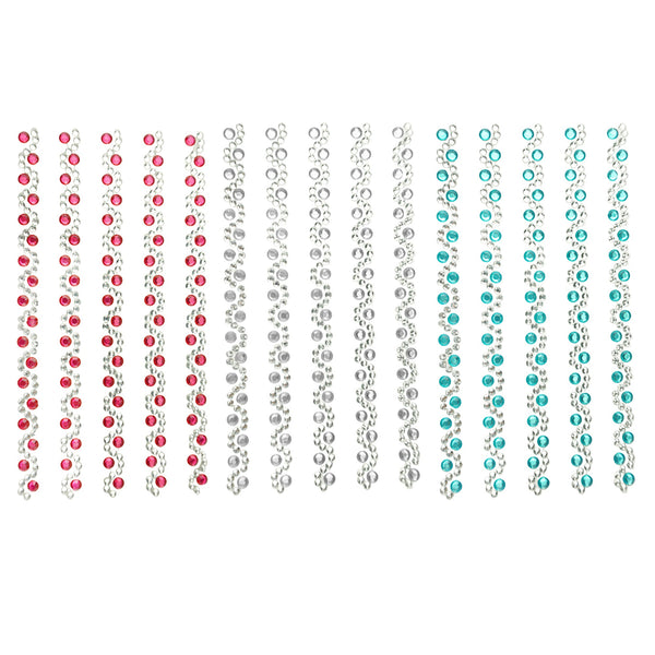 Self Adhesive Rhinestone Stickers, Wave, 5-Count