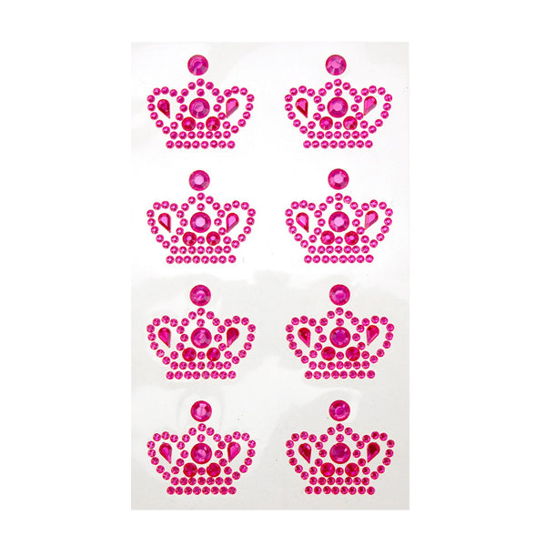 Royal Crown Adhesive Rhinestone Stickers, Fuchsia, 8-Count