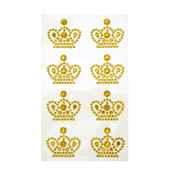 Royal Crown Adhesive Rhinestone Stickers, Gold, 8-Count