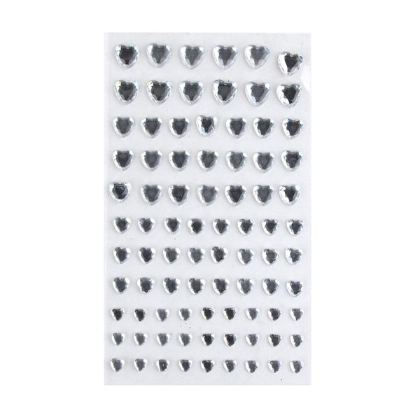 Self Adhesive Rhinestone Stickers, Assorted Heart, 84-count