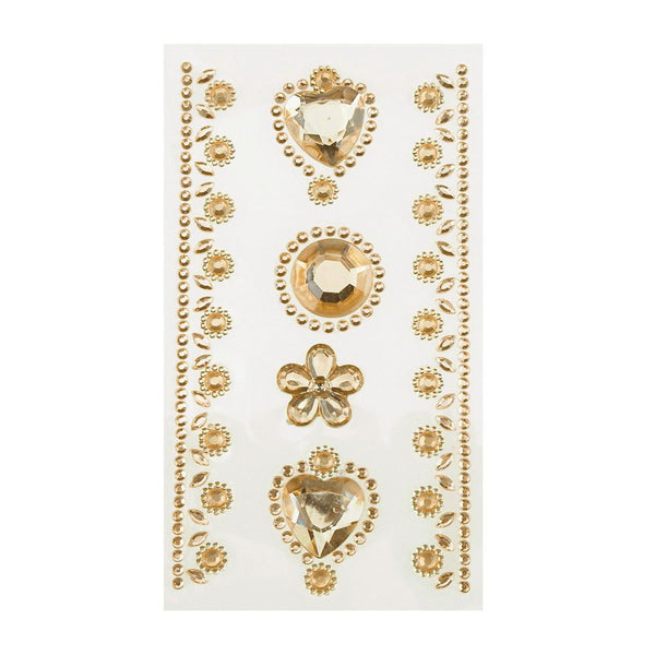 Self-Adhesive Rhinestone Stickers, Circle/Flower/Hearts, 6-count, Amber