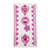 Self-Adhesive Rhinestone Stickers, Circle/Flower/Hearts, 6-count