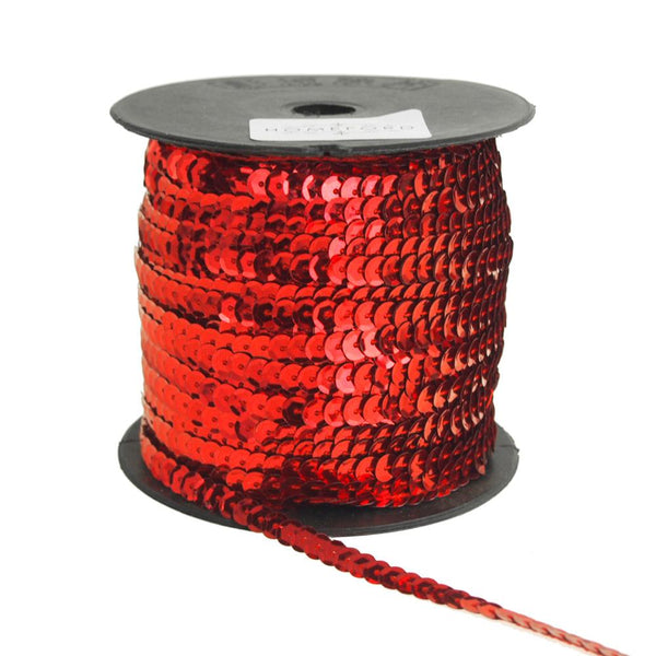 Metallic Sequins Ribbon, 1/4-Inch, 100 Yards, Red