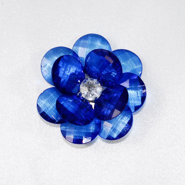 Flower Crystal Lotus, Round Edge, 1-3/4-inch, 6-Piece, Royal Blue