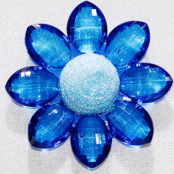 Sunflower Acrylic Crystal Flower, 1-3/4-inch, 6-Piece, Royal Blue
