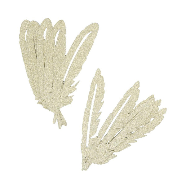 Glitter Paper Feather Embellishments, Assorted, 20-Piece, Gold