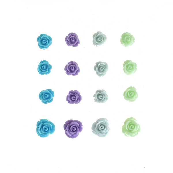3D Resin Floral Accents Rosebud Self-Adhesive, Flair, 16-Piece