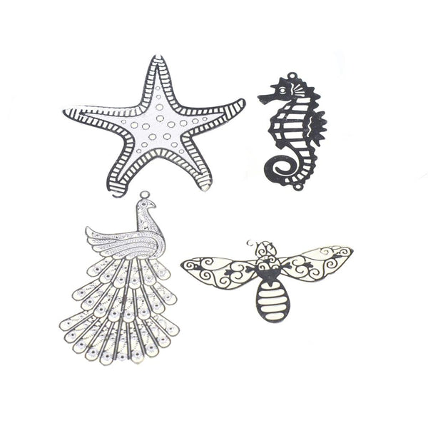 Dainty Creatures Metal Charm Stickers, 4-Piece