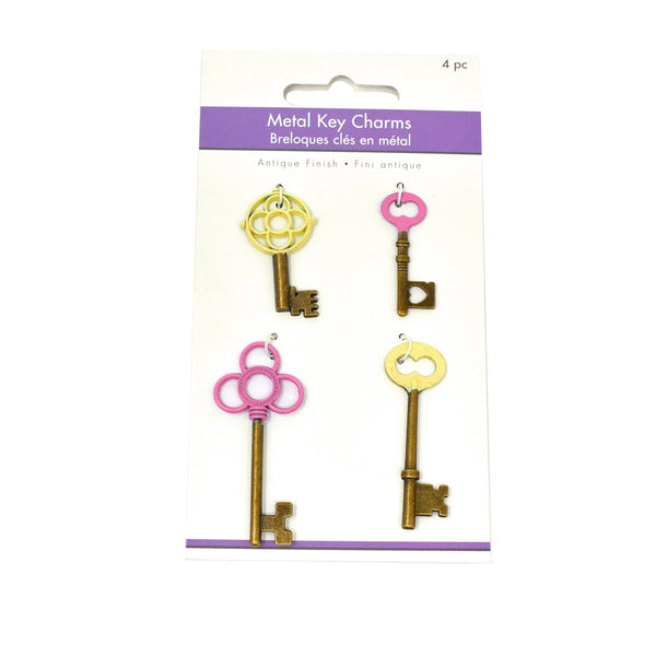 Antique Finish Metal Skeleton Key Charms, 4-Piece, Baby