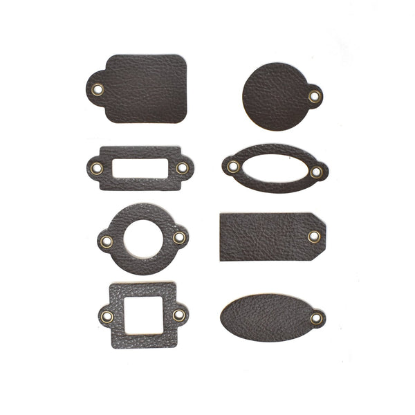 Assorted Tag Medley with Grommets, Leather Style, 8-Piece