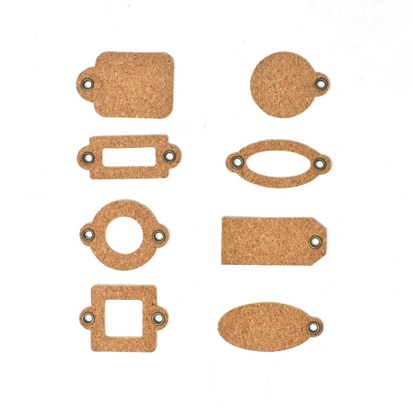 Assorted Tag Medley with Grommets, Cork, 8-Piece