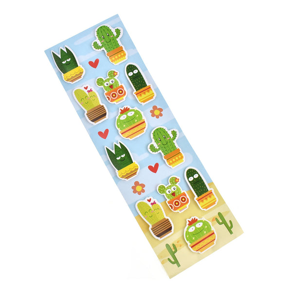 Desert Cactus with Faces 3D Stickers, 19-Piece