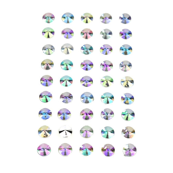 Round Metallic Iridescent Stone Stickers, 45-Count