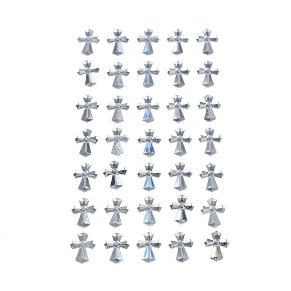 Metallic 3D Cross Rhinestone Stickers, 35-Piece