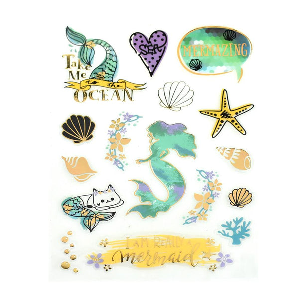 Mermaid Under The Sea Clear Foil Accented Stickers, 16-Piece