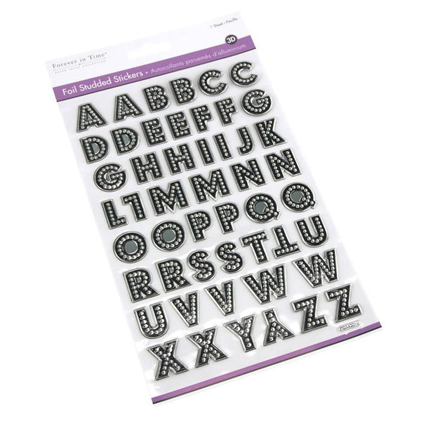 Alphabet Foil Studded Stickers 3D, 50-count