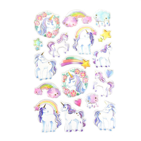 Unicorn Foil Accented Watercolor Epoxy Stickers, 19-Piece