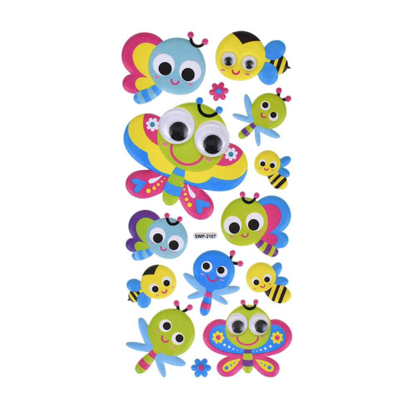 Flying Friends Googly Eye Puffy Stickers, 14-Piece